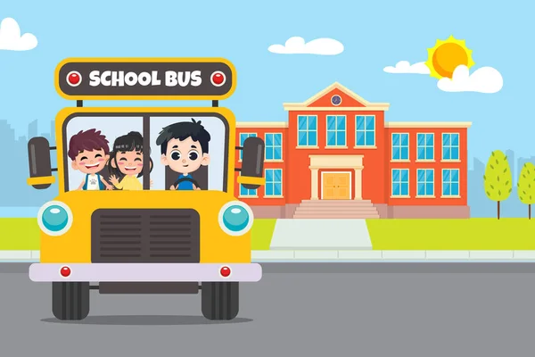 Retour École École Conception Fond Autobus Scolaire — Image vectorielle