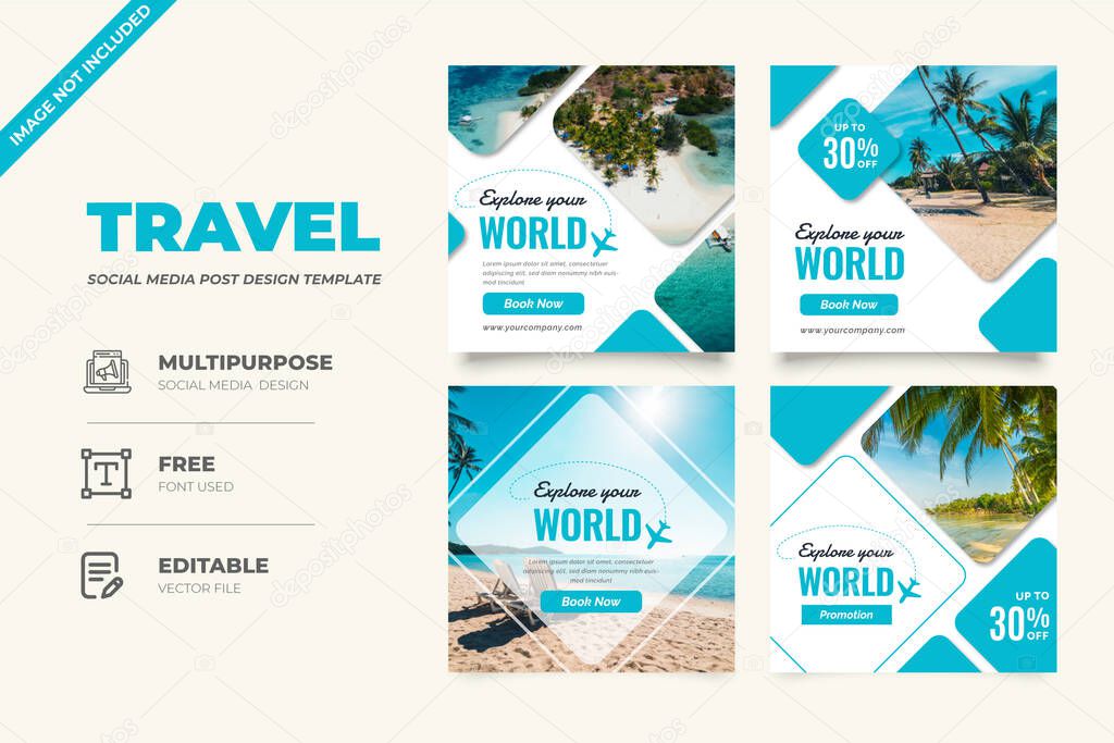 Travel social media post template design