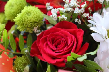 Parlak ve sulu çiçek karışımı, yaz zamanı