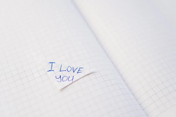 Love You Written English Notebook Paper — Stock Photo, Image