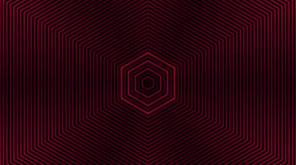 Black Background Horizontal Lines Flashing Red Forming Hexagons — Stock Video