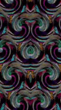 3D soyut parlak çizgiler, dalga, renkli, siyah arkaplan