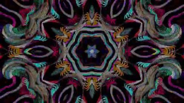 3D animasyon güzel video renkli soyut parlak ışık enerjisi 4K düz çizgi dalgaları merkezde yuvarlak ışık efekti, siyah arkaplan