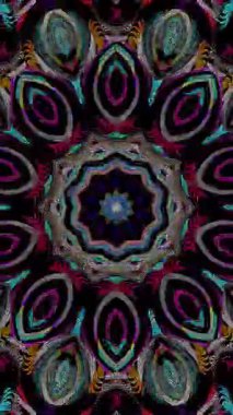 Soyut Kaleydoskop deseni tam renklerle. Sihirli mandala. 4k