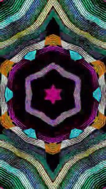 Soyut Kaleydoskop deseni tam renklerle. Sihirli mandala. 4k