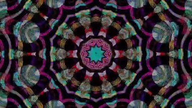 Soyut Kaleydoskop deseni tam renklerle. Sihirli mandala. 4k