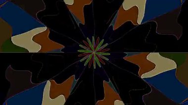 3D animasyon güzel video renkli soyut parlak ışık enerjisi 4K düz çizgi dalgaları merkezde yuvarlak ışık efekti, siyah arkaplan