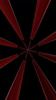 3D animasyon dikey güzel video soyut parlak ışık enerjisi 4K soyut çizgiler merkezde parlayan renkli ışık, siyah arkaplan