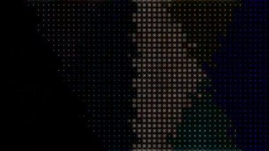 3D shining bright dots set colorful line wave motion, on black background