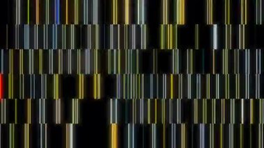 3D shining bright dots set colorful line wave motion, on black background