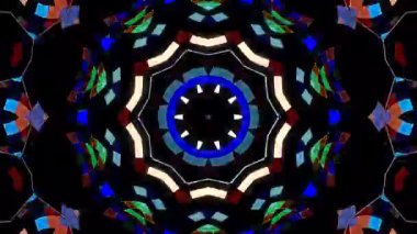 3D animasyon güzel video renkli soyut parlak ışık enerjisi 4K düz çizgi dalgaları merkezde yuvarlak ışık efekti, siyah arkaplan