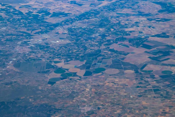 Circular Cultivation Fields Alfamen Alpartir Zaragoza Spain Aerial Photograph Which — Stock Photo, Image