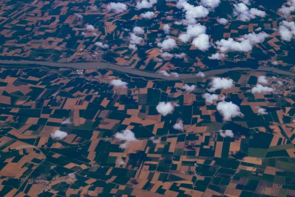 Ladang Tanaman Sekitar Crespino Dan Sungai Italia Emilia Romagna Wilayah — Stok Foto