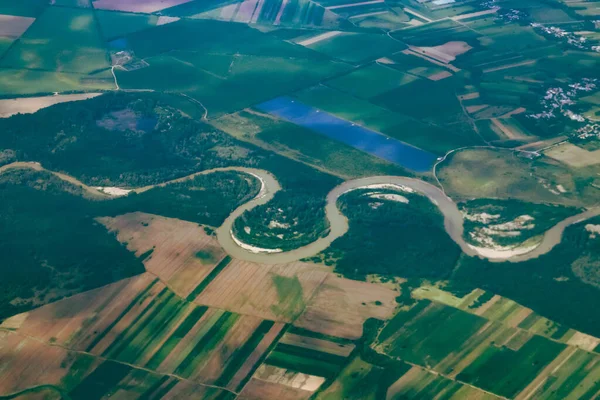 Merodeando Del Río Arges Junto Ciudad Maruntisu Fotografía Aérea Tomada —  Fotos de Stock