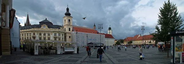 Sibiu Romanya 2018 Romanya Nın Sibiu Kentinin Büyük Meydanı Rumence — Stok fotoğraf