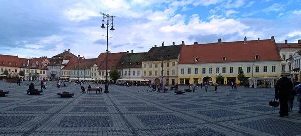 Sibiu Romania 2018 Great Square Romanian Piata Mare Sibiu Romania — Stock Photo, Image