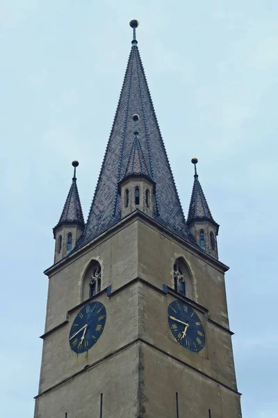 Glockenturm Der Lutherischen Marienkathedrale Sibiu Rumänien — Stockfoto