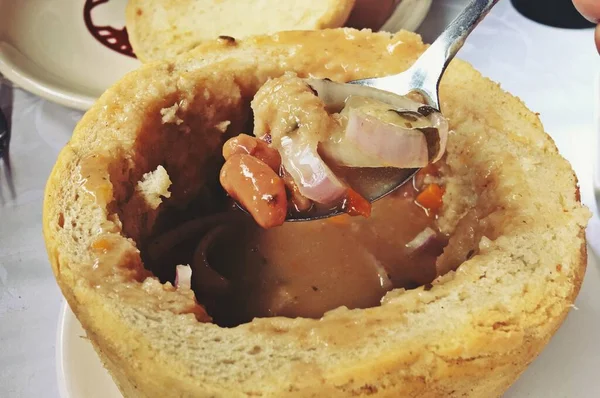 Фасолевый Суп Традиционное Блюдо Западной Румынии Румынском Языке Ciorba Fasole — стоковое фото