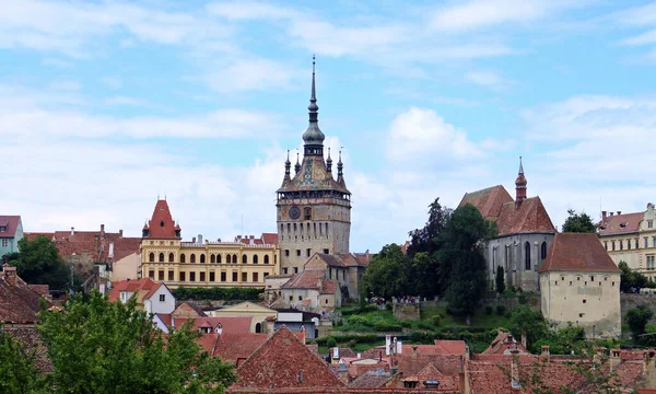 Věž Sighisoara Hodiny Také Známý Jako Rada Věž Klášterní Kostel — Stock fotografie