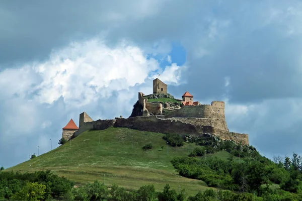 Rupea Citadella Romániai E60 Útról Vár Tetején Található Cohalmului Hegy — Stock Fotó