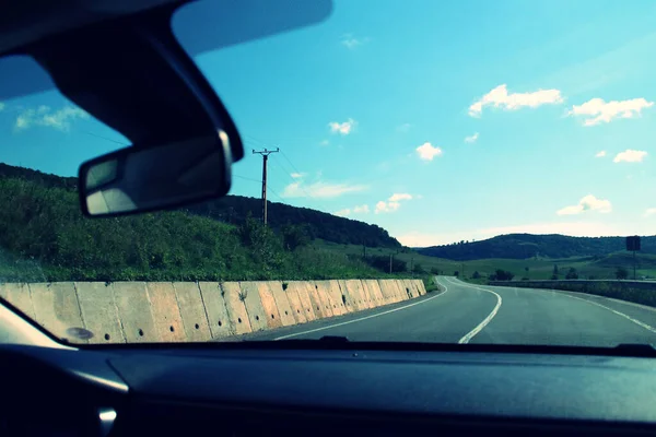 Traveling Car Roads Romania Driving Car E60 Road Rupea — Stock Photo, Image