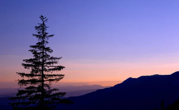 Beautiful Sunset Sunrise Mountain Layers Landscape Sunrise Carpathian Mountains Romania — Stock Photo, Image