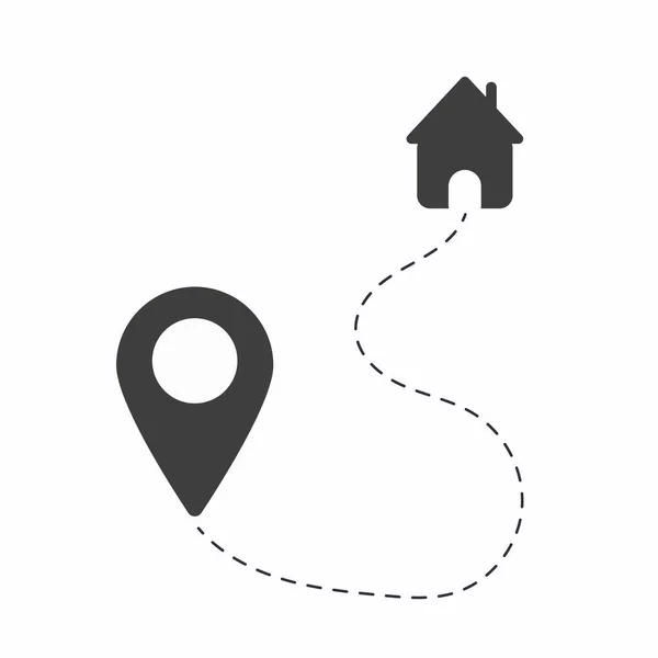 Logo Lokasi Rumah Dengan Tanda Pin Pada Latar Belakang Putih - Stok Vektor
