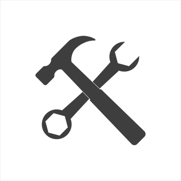 Schraubenschlüssel Und Hammer Werkzeuge Symbol Isoliert Auf Weißem Hintergrund — Stockvektor