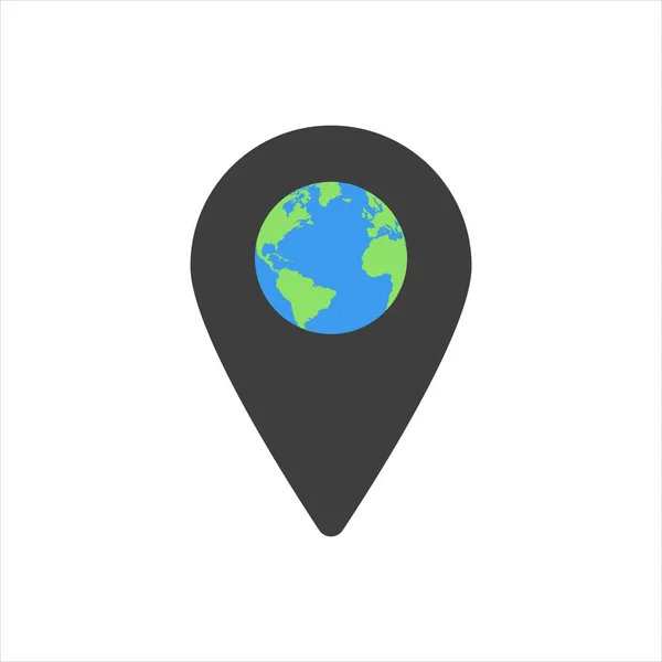 Globe Avec Icône Localisation Sur Fond Blanc — Image vectorielle