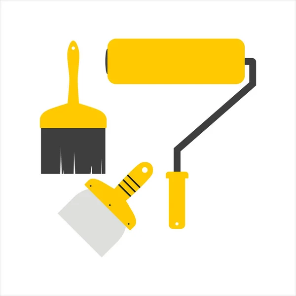 Tools Home Renovation Paint Roller Brush Vector Illustration Handmade Tools — Stock Vector