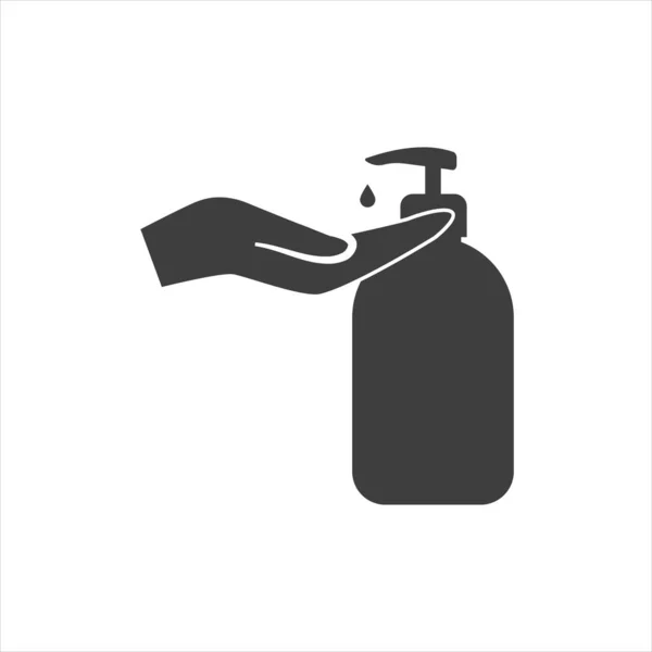 Ręczna Ikona Żelu Myjącego Białym Tle Znak Symbol Ręcznego Środka — Wektor stockowy