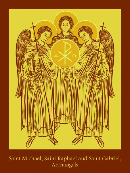 Saint Gabriel Aartsengelen Saint Michael Saint Raphael — Stockvector