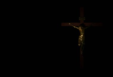 Haç. Haç. Çarmıha gerilmiş efendimiz İsa Mesih 'in görüntüsü - 3D Resim