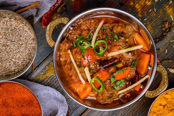 Gosht Masala Indiai Étel Egy Réz — Stock Fotó