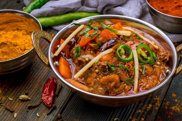 Gosht Masala Indisches Essen Einem Kupfer — Stockfoto