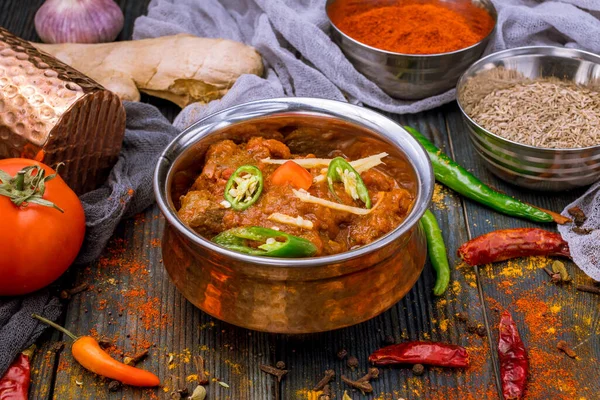 Hammelfleisch Rogan Josh Indisches Essen Kupfer — Stockfoto