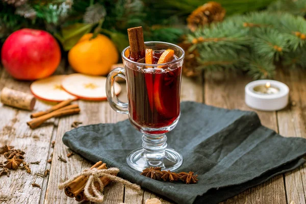 Mulled Wine Old Wooden Background — Stock Photo, Image