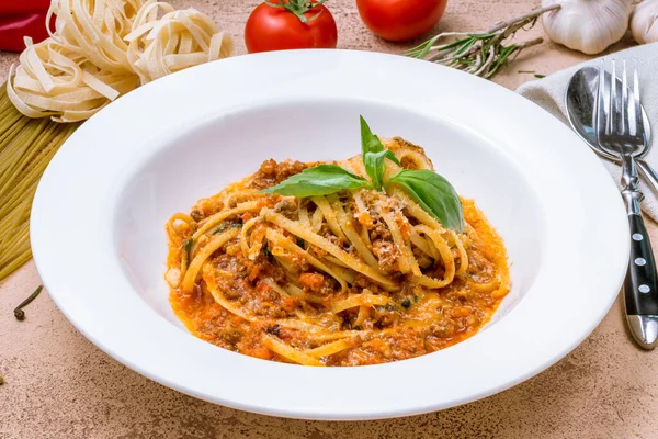 Espaguetis Pasta Tradicional Italiana Boloñesa — Foto de Stock