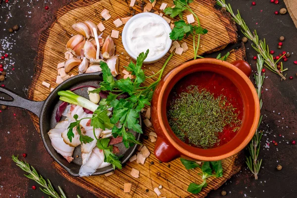 Borscht Tejföllel — Stock Fotó