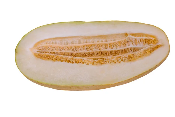 Żółty Melon Białym Izolowanym — Zdjęcie stockowe