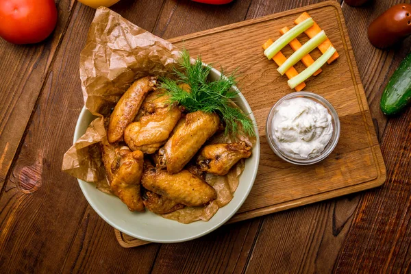 Chicken Wings Blue Cheese Sauce — Stock Photo, Image