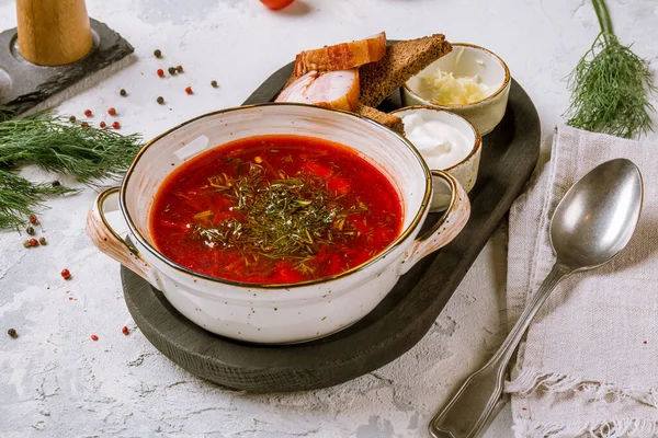 Borscht Com Nata Azeda — Fotografia de Stock