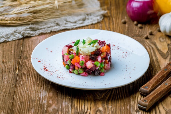 Vinaigrette on a white plate
