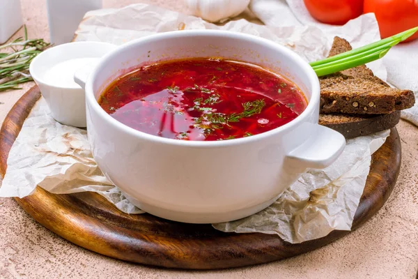 Borscht Met Zure Room — Stockfoto