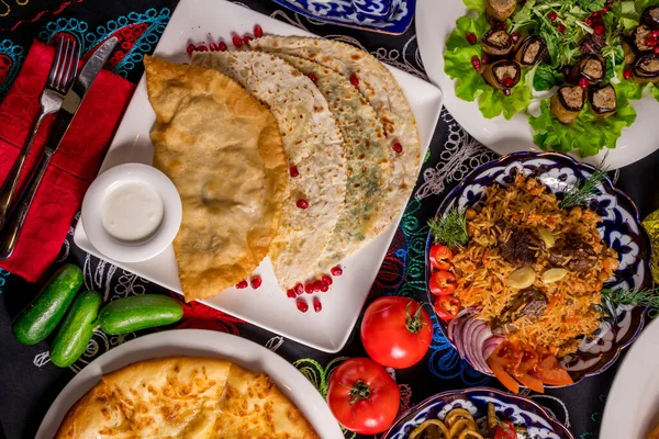 Platos Cocina Uzbeka Lagman Pilaf — Foto de Stock