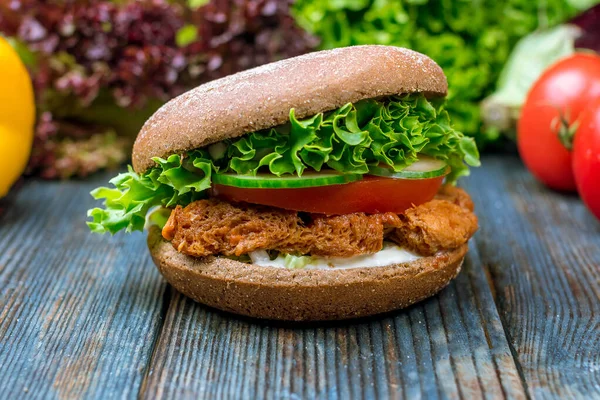 Vegetáriánus Burger Szójahússal — Stock Fotó