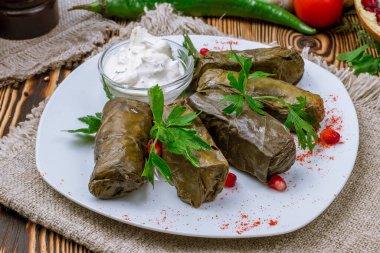 Dolma Gürcistan mutfağının yakın çekim görüntüsü