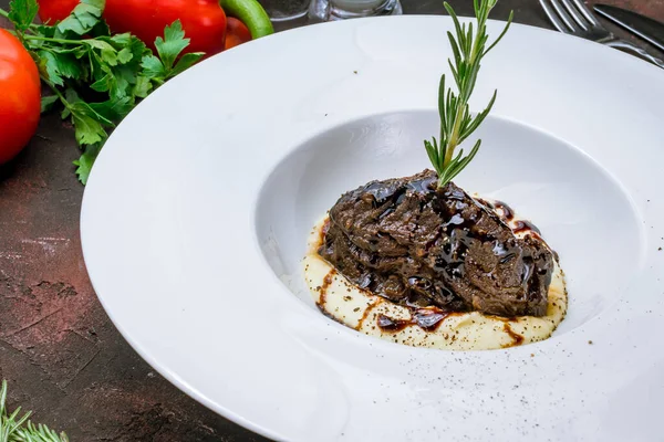 Beef Cheeks Mashed Potatoes — Stock Photo, Image