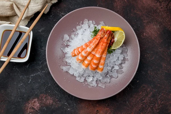 Sashimi Garnelen Auf Einem Teller — Stockfoto