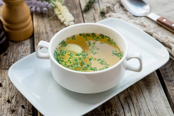 Chicken Soup Bouillon Plate — Stock Photo, Image